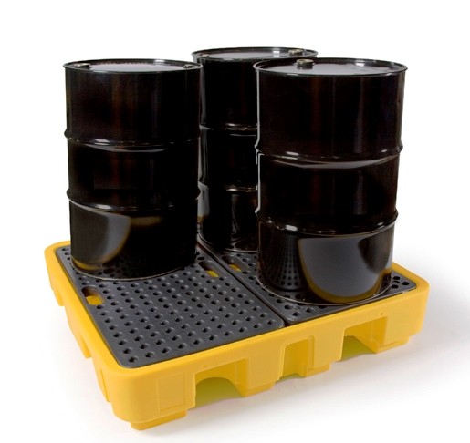 Spill-pallethigh,-4-drums-1300-x-1290-x-280-mm,-250-liter