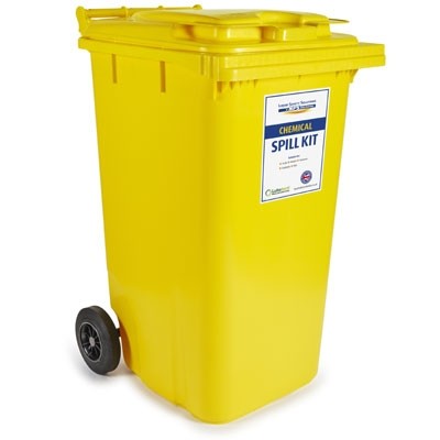 Spill-kitkjemikalieabsorbenter,-2---wheel-bin,-kapasitet-240-L