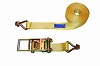Lashing belt c/w hooks, lashing strenght 10 ton, width 75 mm polyester/gold chromatized steel
